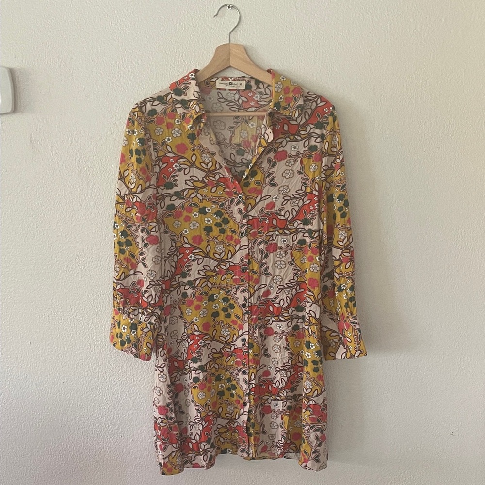 Floral Button-Up Dress - Multicolor